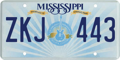 MS license plate ZKJ443