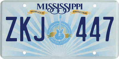 MS license plate ZKJ447