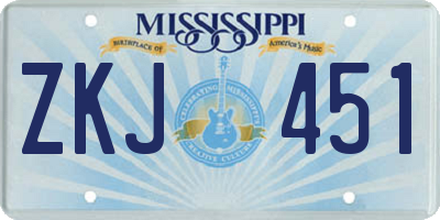 MS license plate ZKJ451