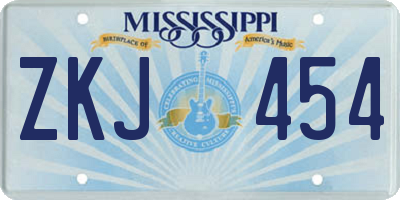 MS license plate ZKJ454