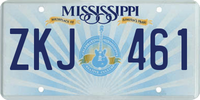 MS license plate ZKJ461