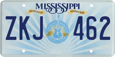 MS license plate ZKJ462