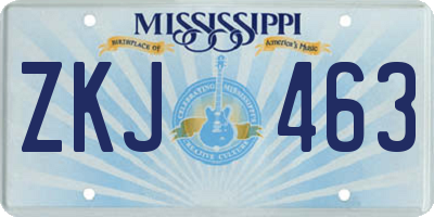 MS license plate ZKJ463