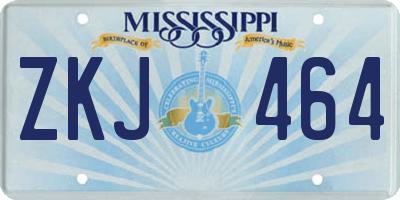 MS license plate ZKJ464