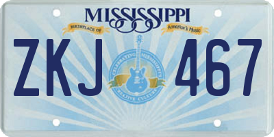MS license plate ZKJ467