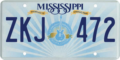 MS license plate ZKJ472