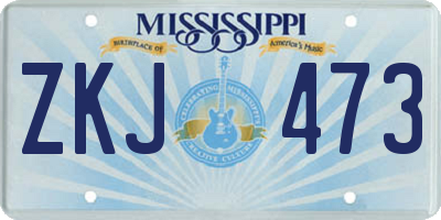 MS license plate ZKJ473