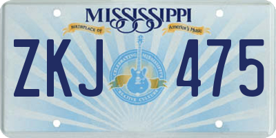 MS license plate ZKJ475
