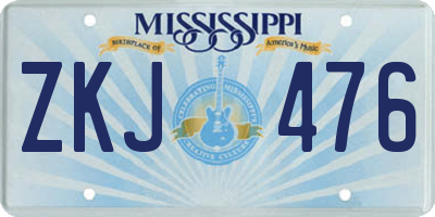 MS license plate ZKJ476
