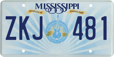 MS license plate ZKJ481