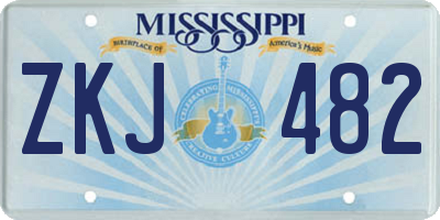 MS license plate ZKJ482