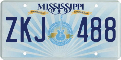 MS license plate ZKJ488
