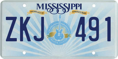 MS license plate ZKJ491