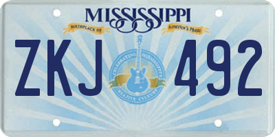 MS license plate ZKJ492