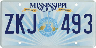MS license plate ZKJ493