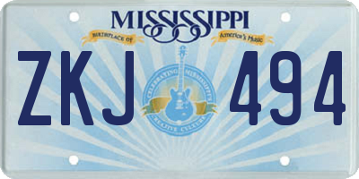 MS license plate ZKJ494