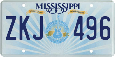 MS license plate ZKJ496