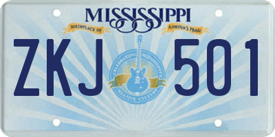 MS license plate ZKJ501