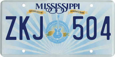 MS license plate ZKJ504