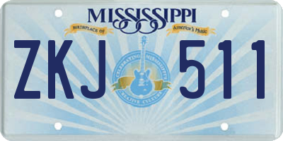 MS license plate ZKJ511