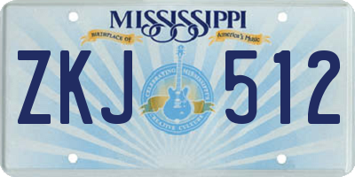 MS license plate ZKJ512