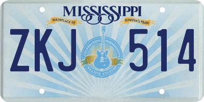 MS license plate ZKJ514