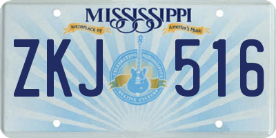 MS license plate ZKJ516