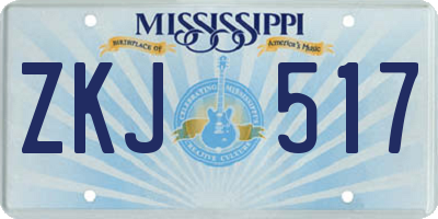 MS license plate ZKJ517
