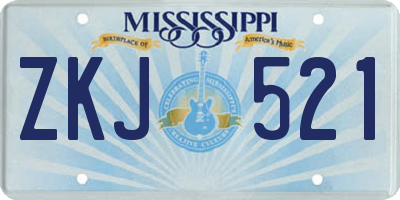 MS license plate ZKJ521