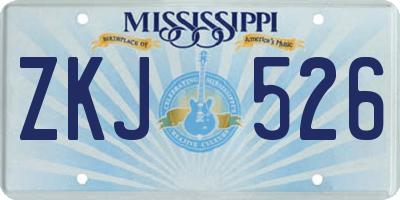 MS license plate ZKJ526