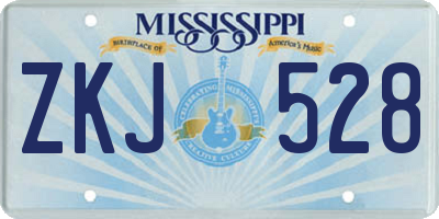 MS license plate ZKJ528