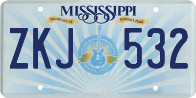 MS license plate ZKJ532