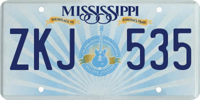 MS license plate ZKJ535