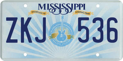 MS license plate ZKJ536