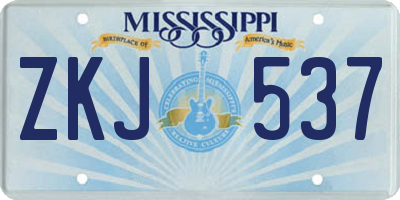 MS license plate ZKJ537