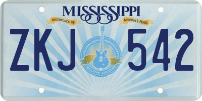 MS license plate ZKJ542