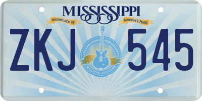 MS license plate ZKJ545