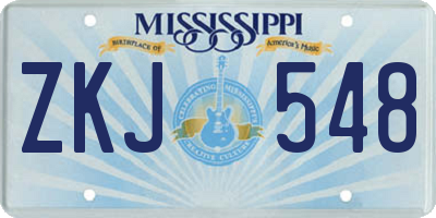 MS license plate ZKJ548