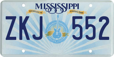 MS license plate ZKJ552