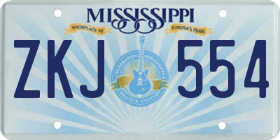 MS license plate ZKJ554