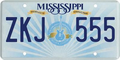 MS license plate ZKJ555
