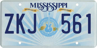MS license plate ZKJ561