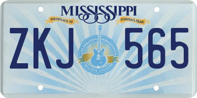 MS license plate ZKJ565