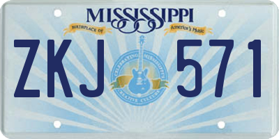 MS license plate ZKJ571
