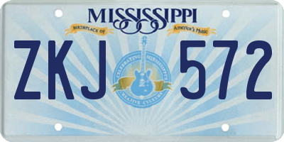 MS license plate ZKJ572