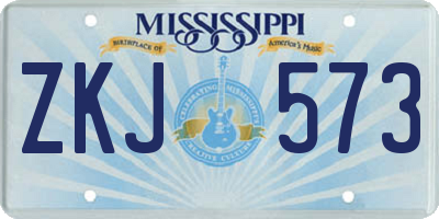 MS license plate ZKJ573