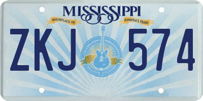 MS license plate ZKJ574