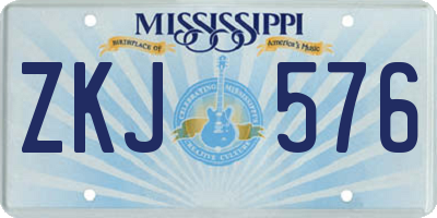 MS license plate ZKJ576