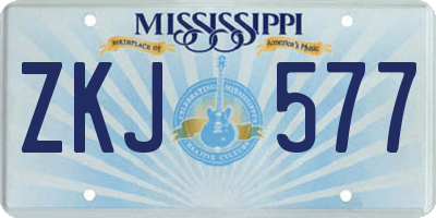 MS license plate ZKJ577