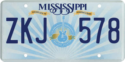 MS license plate ZKJ578